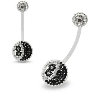 Pool Ball 8 Multi Crystals jeweled BioFlex with Crystal Ball Top pregnancy Belly Ring