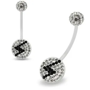  Multi Crystals jeweled Flash Transparent BioFlex with Crystal Ferido Ball Top pregnancy Belly Ring