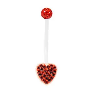 Heart Bio Flex with Crystal Ferido Top Ball Belly Ring