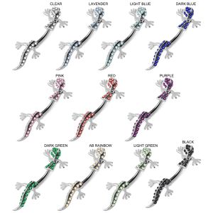 Jeweled Gecko Spinal Belly Button Ring