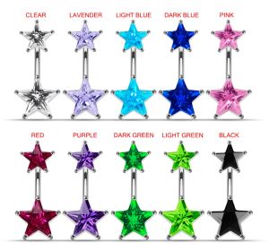 Jeweled Star shaped Stone Spinal Belly Button Ring