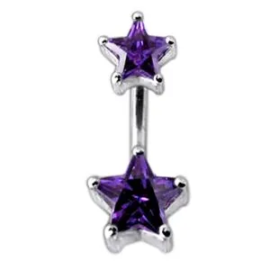 Jeweled Star shaped Stone Spinal Belly Button Ring