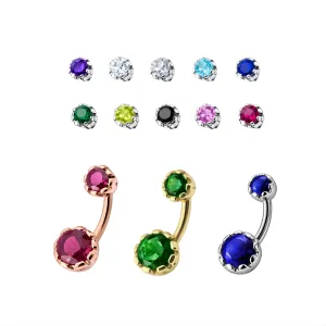 Jeweled Prong Set Stones Spinal Belly Button Ring