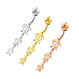 Turtles Dangling Spinal Belly Button Ring