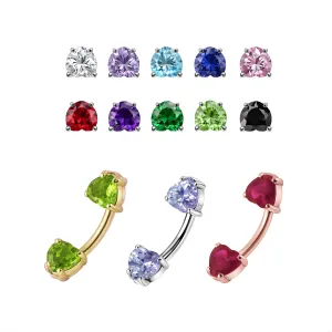Twin Hearts Spinal Belly Button Ring
