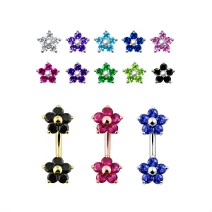 Twin Flowers Spinal Belly Button Ring