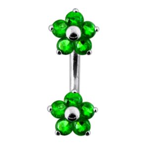 Twin Flowers Spinal Belly Button Ring