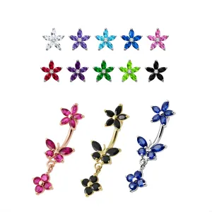 Flower with Butterfly Spinal belly piercings