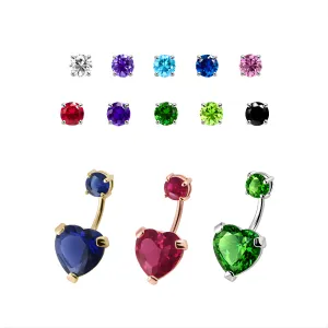 Jeweled Heart Spinal belly button jewelry