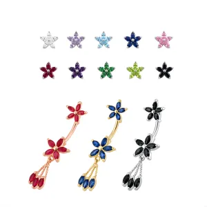 Twin Flower Floral Spinal belly button ring