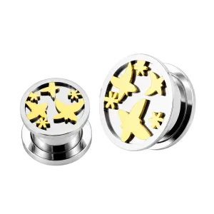 Butterflies with Flowers Screw Fit Ear Flesh Tunnels