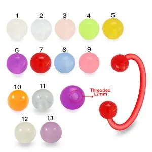 UV-Acrylic Bio Flex Eyebrow Circular Barbell With Single Color UV Ball