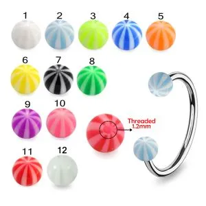 CBB Eyebrow Lip Piercing Ring With Multi Color UV Balls