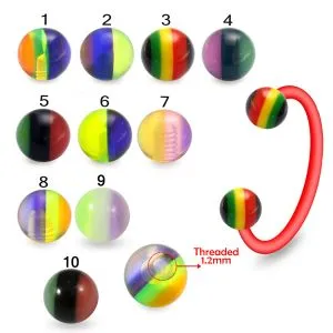 Bio Flex Eyebrow Circular Barbell With Rasta Balls