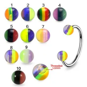 316L Surgical Steel Eyebrow Circular Barbell With Rasta Balls