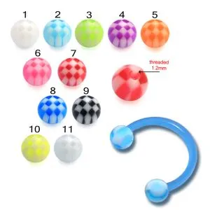UV Bio Flex Circular Barbell With Multi Color Checked UV Ball