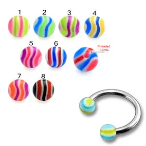 316L Surgical Steel Eyebrow Circular Barbell With Multi Layer UV Balls