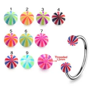 316L Surgical Steel Eyebrow Circular Barbell With Assorted Candy UV Balls