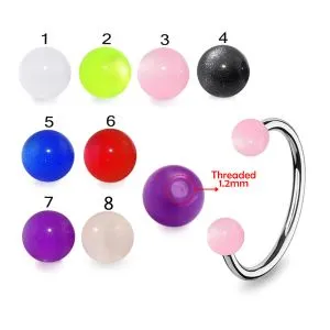 316L Surgical Steel Eyebrow Circular Barbell With Pearl UV Balls