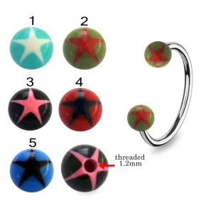 316L Surgical Steel Eyebrow Circular Barbell With Star UV Balls
