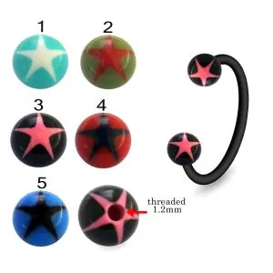 Bio Flex Eyebrow Circular Barbell With Star UV Balls