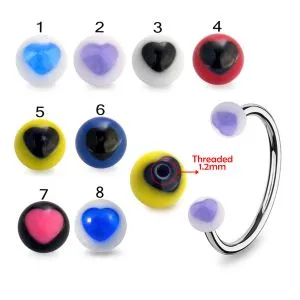 SS Circular Barbells with Dark Blue UV Black Star Print Balls