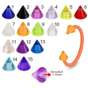 Bio Flex Eyebrow Circular Barbell With Fancy Color UV Cones