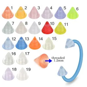 Bio Flex Eyebrow Circular Barbell With Faded Color UV Cones