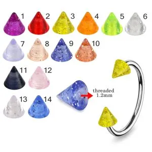 316L Surgical Steel Eyebrow Circular Barbell With Glittering UV Cones