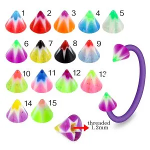 Bio Flex Eyebrow Circular Barbell With Multi Color Star UV Cones