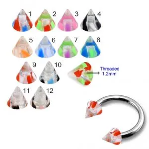 316L Surgical Steel Eyebrow Circular Barbell With Double Tone Transparent UV Cones