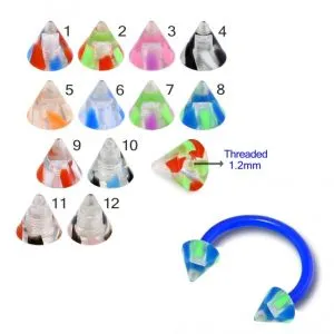 Bio Flex Eyebrow Circular Barbell With Double Tone Transparent UV Cones