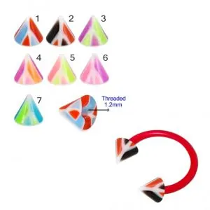 UV Bio Flex Eyebrow Circular Barbell With Colorful Multi Layer Triangle UV Cone
