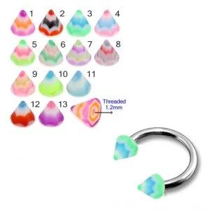 316L Surgical Steel Eyebrow Circular Barbell With Melting Stars Design UV Cones