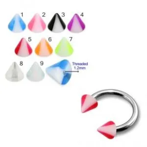 316L Surgical Steel Eyebrow Circular Barbell With Double Color UV Cones