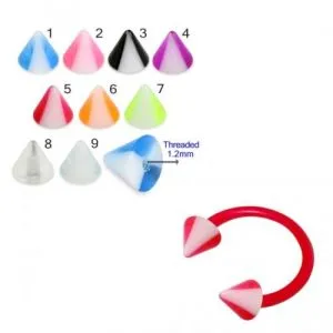 Bio Flex Eyebrow Circular Barbell With Double Color UV Cones