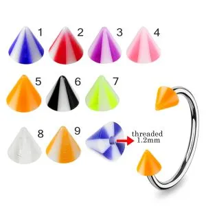 316L Surgical Steel Eyebrow Circular Barbell With Milky White with Different color UV Cones