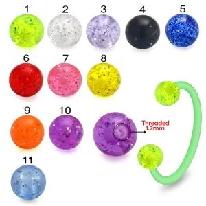 Bio Flex Eyebrow Circular Barbell With UV Glitter Balls