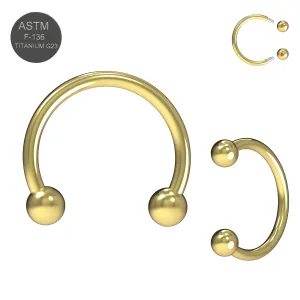 G23 Grade Titanium Gold Anodized Circular Barbells with Ball