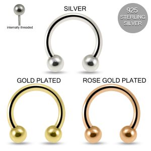 925 Sterling Silver Internally Threaded Circular Barbells with Ball