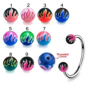 316L Surgical Steel Eyebrow Circular Barbell With Fire UV Balls