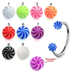 316L Surgical Steel Eyebrow Circular Barbell With UV Fancy Beach Balls