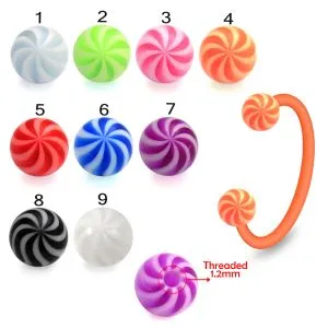 UV-Acrylic Bio Flex Eyebrow Circular Barbell With UV Fancy Beach Balls