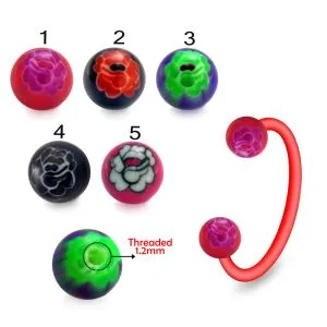 Bio Flex Eyebrow Circular Barbell With Hand Painted UV Balls