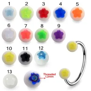 316L Surgical Steel Eyebrow Circular Barbell With Star UV Balls