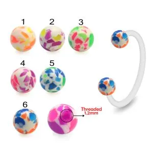 Bio Flex Eyebrow Circular Barbell With Multi Color Marble Design UV Ball