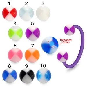 Bio Flex Eyebrow Circular Barbell With Fancy Acrylic UV Beach Ball