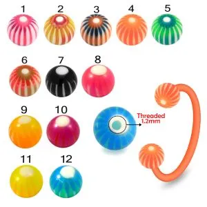 Bio Flex Eyebrow Circular Barbell With Double Color Swirl UV Ball