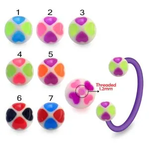 Bio Flex Eyebrow Circular Barbell With Flower Heart UV Balls