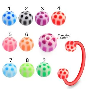 Bio Flex Eyebrow Circular Barbell With Volleyball Pattern UV Balls